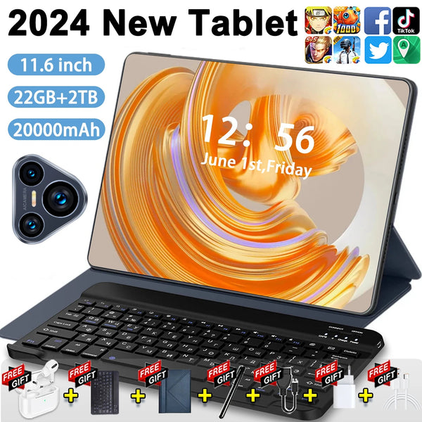 2024 new original 11.6-inch tablet 22GB+2TB 20000mAh high-definition 4K Android 13 5G dual card WiFi 6.0 GPS tablet