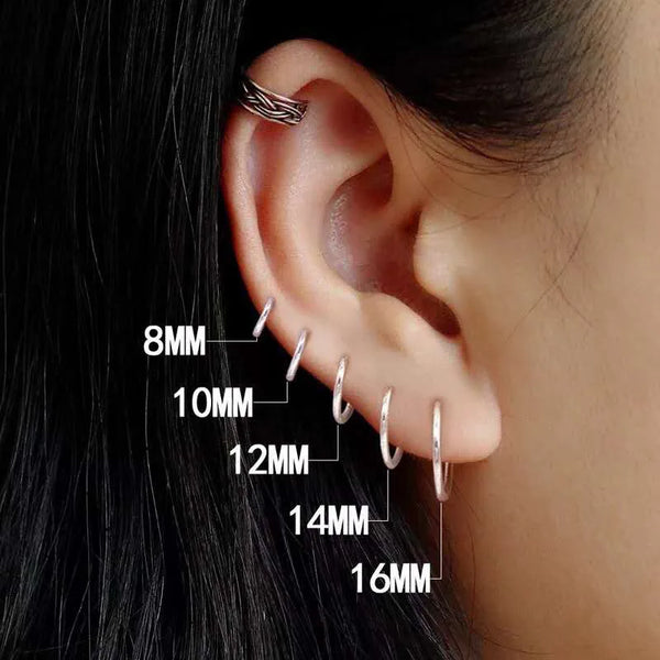 1 pair 2mm  Earring Stainless Steel Anti-allergic Ear Bone Buckle Earring Gothic Ear Jewelry