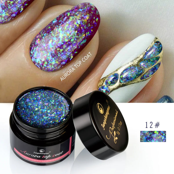 Fengshangmei 5g Aurora Gel Nail Polish Top Coat Hybrid Gel Varnish Clear UV