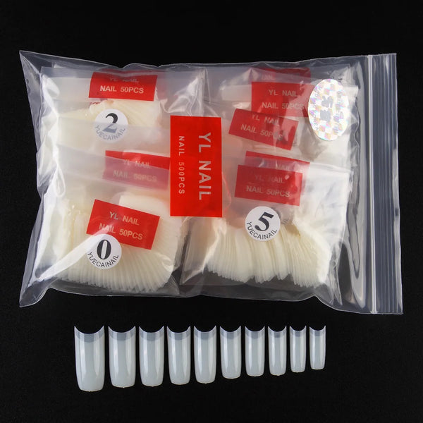 500pcs Half Cover False Nails Press on Nails Tips Clear Acrylic Nails 10 Sizes   for Nail Salons and DIY Nail Art A-08