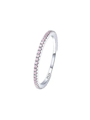 Sterling Silver CZ Simulated Diamond Stackable Ring Platinum Plated Eternity Bands for Women