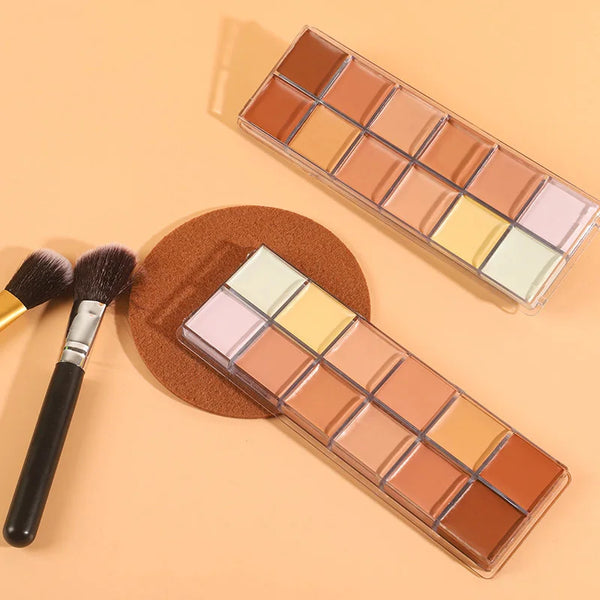 12 Color Concealer Palette Nude Contour Cream Acne Spot Dark Circles Cover Face Foundation Brighten Pigment Cosmetic Makeup Tool