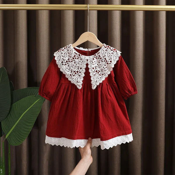 Spring baby girl clothes lace long sleeve dress costume for toddler girl baby birthday kids clothing straight long dresses dress