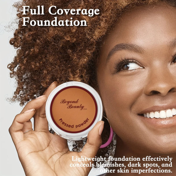 Wheat Bronzing Powder for Dark Skin, Matte Finish, Sweatproof & Oil Dark Foundation Concealer, Powder Puff And Mirror