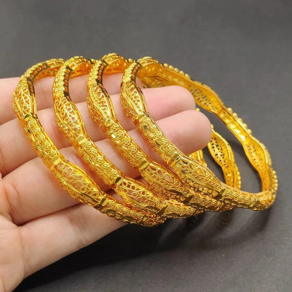 Luxury 24k Real Gold Color Bangle For Women Dubai Man Cuff Bracelets Jewelry Indian Wedding Bride Charm Bangles Arab Bridal Gift