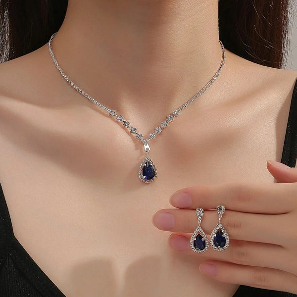 Women's Fashion Droplet Necklace and Earring