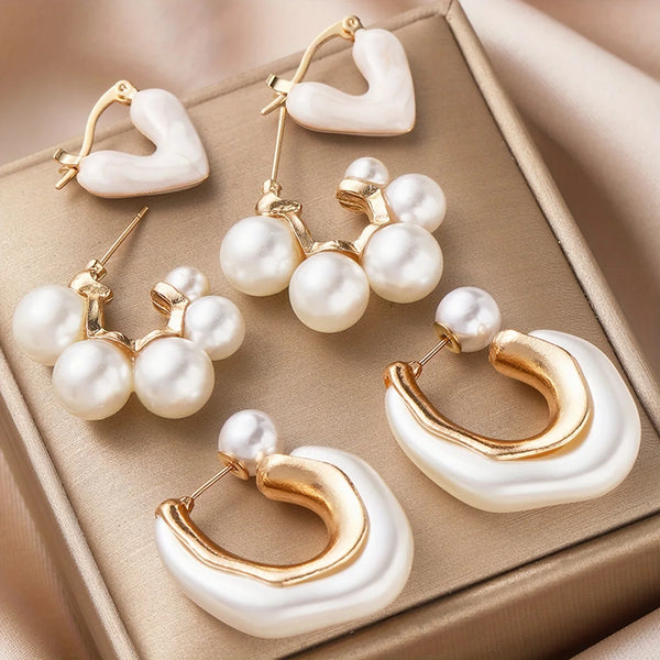 3 Pcs Earrings Vintage Elegant Style Trendy Female Dating Earrings Set Jewelry Gifts