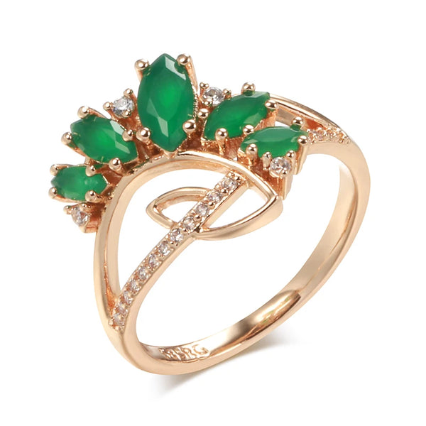 SYOUJYO Dark Green Zircon Brass Rings For Women Spring Outdoor Luxury Jewelry