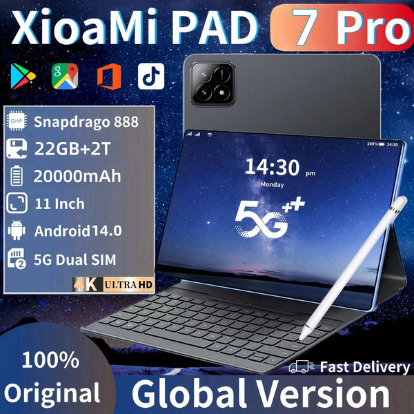 Xioami Pad 7 Pro Tablet 11inch HD 4K Android 14 22GB+2T 20000mAh 5G Dual SIM Phone Call WiFi GPS Tablet