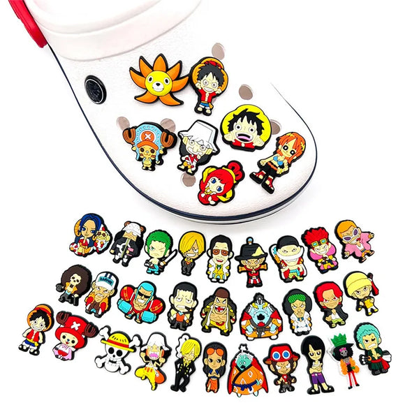 10pcs Anime ONE PIECE Collection Shoes Charms for Crocs DIY Shoe Decorations Accessories Sandal Decorate Kids Gift