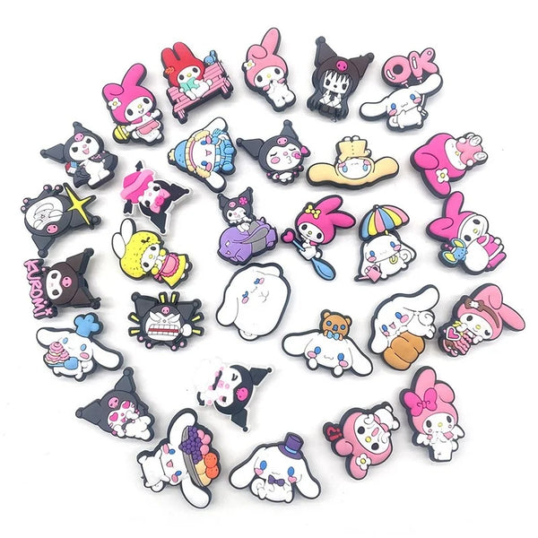 1Pcs Sanrio Series Shoe Charms DIY Shoe Flower Accessories Decorations Kuromi Sandals Decorate for Crocs Kids Gifts