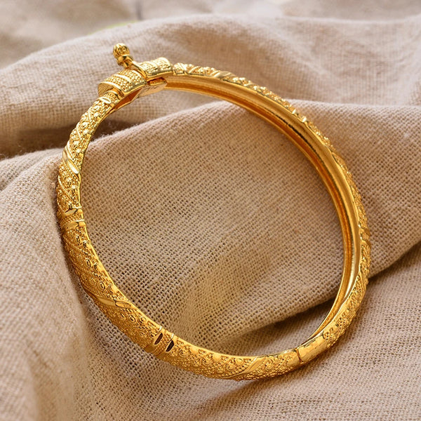 Luxury Vintage Gold Plated Bangles For Women Girls  Arabia Bridal Wedding Jewelry Gifts