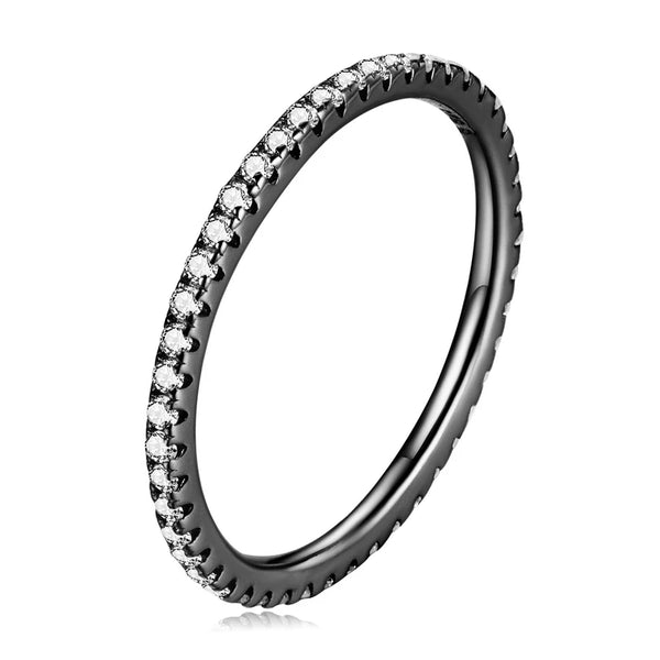 Sterling Silver CZ Simulated Diamond Stackable Ring Platinum Plated Eternity Bands for Women