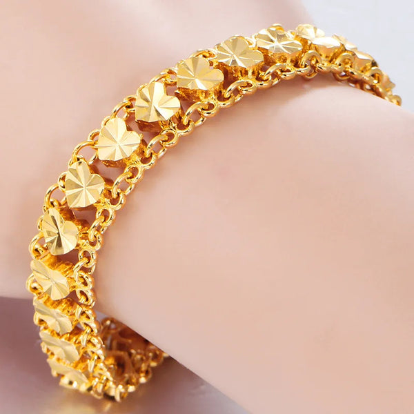 925 Silver 24k Gold Plated Women's Bracelet 18cm - 19cm Chain Bracelet Fine Jewelry