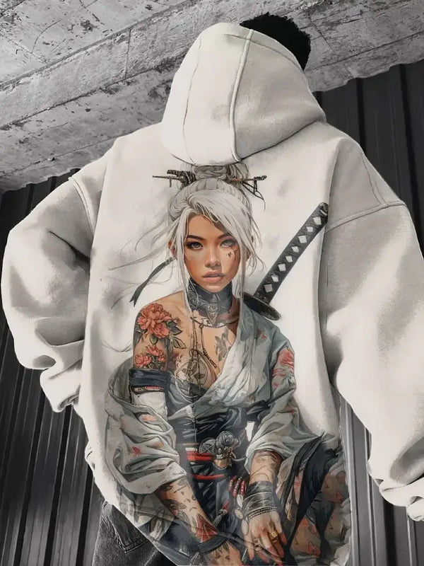 Japanese Samurai Men's Hoodie Anime Pullover 3D Girls Print Top New Fashion Men's Hoodie Autumn Oversized Men's Clothing