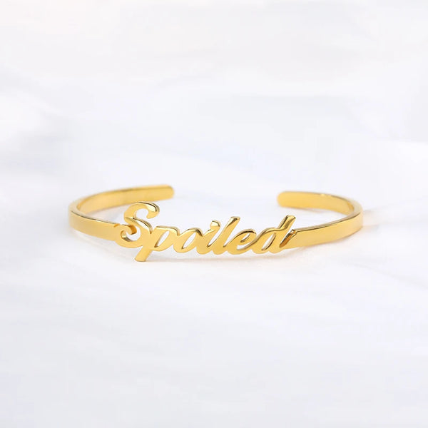 Adjustable Custom Cursive Name Bangles For Women Men Children Hand Jewelry Personalized Nameplate Bracelets & Bangles Friendship