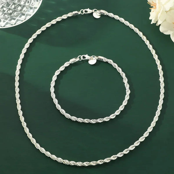 Necklace Bracelets Fashion Women Men Silver