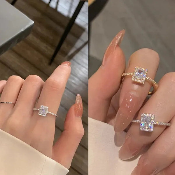 Rings for Women Exquisite Open Adjustable Geometry Shine Rings Charm Jewelry