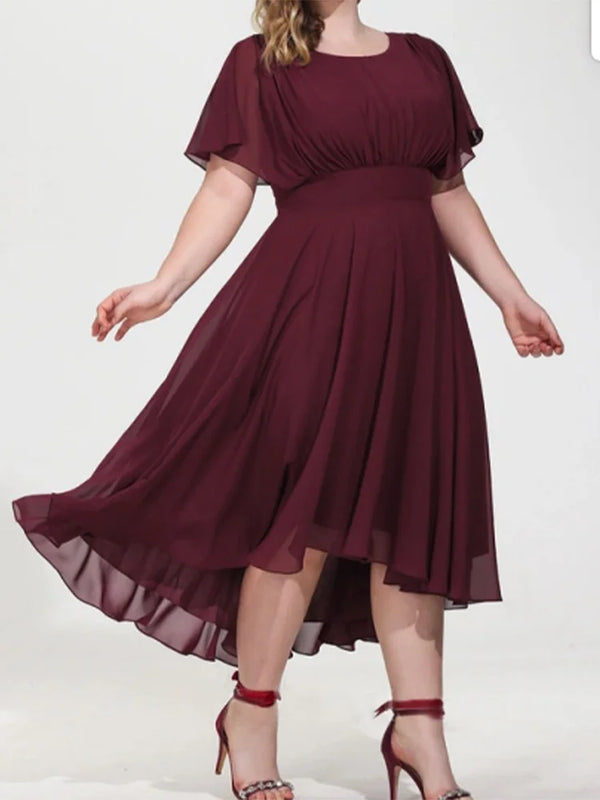 Plus Size Mother of the Bride Dresses A-Line Round Neck Waistband Chiffon Dress Party Evening Dress Female Vestido largo 2024