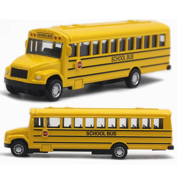 Alloy School Bus Model 14CM Small Size Diecast Vehicle Power Driving Kids Gift Pocket Toy Play Indoor No Battery