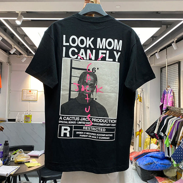 2024 LOOK MOM I CAN FLY T Shirt Men Women Cactus Jack 100% Cotton O-Neck T-Shirt Summer Streetwear ASTROWORLD Hip Hop Tee Tops