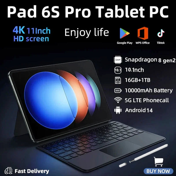 2024 Original Tablet Pad 6S Pro Global Version Android 14 Snapdragon 8 Gen2 16GB+1TB GPS 5G WiFi Dual SIM HD 4K Mi Tablette PC