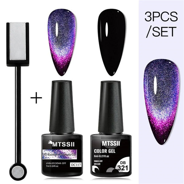 Mtssii Magnetic 5D Cat Eye UV Gel Set Nail Polish Magnet Laser Nail Art Varnish sparkly Sky Jade Effect Soak Off UV Gel Nail Art