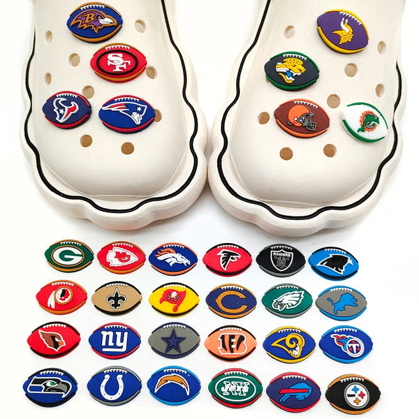 American Football Rugby Collection Shoe Decoration  for Crocs Shoe Charms Shoe Accessories Sandal Decorate for Kids Party Gifts