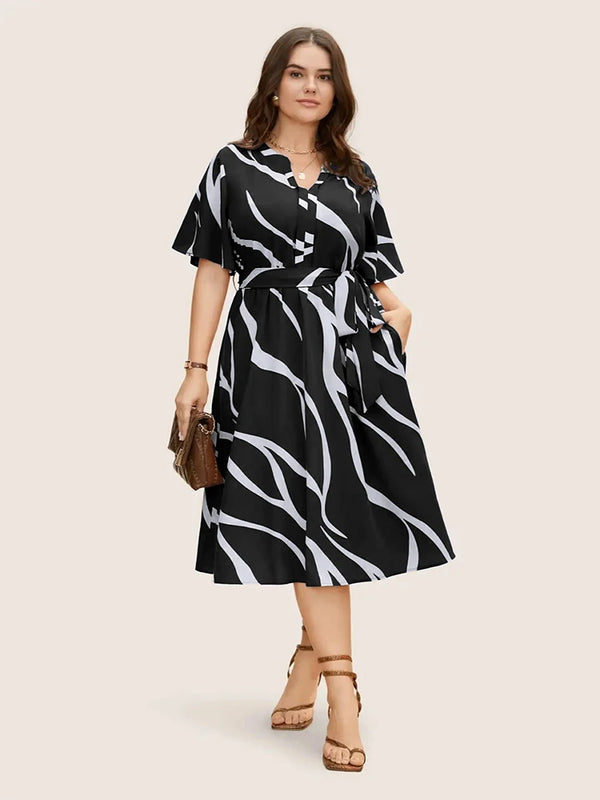 Women's Dresses V-Neck Belted Long Dresses Best for Summer