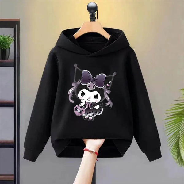 Children's pullover, Sanrio Kuromi top, fashionable kawaii cartoon sports casual boy and girl Y2K hoodie, autumn and winter