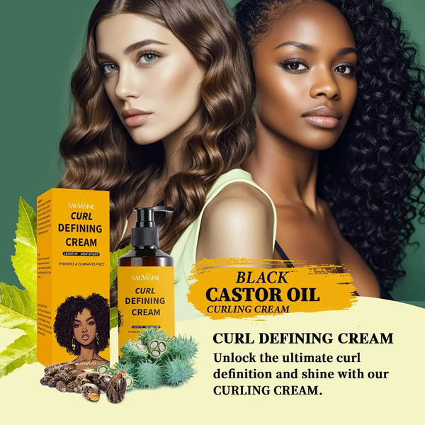 200ML Castor Oil Curl Defining Cream Moisturizing Frizzy Styling Wavy Enhance Smooth Nourishing Hair Enhancer for All Curl Types