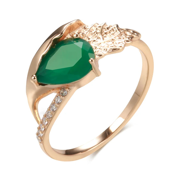 Ring for Women Luxury Green Natural Zircon Rings