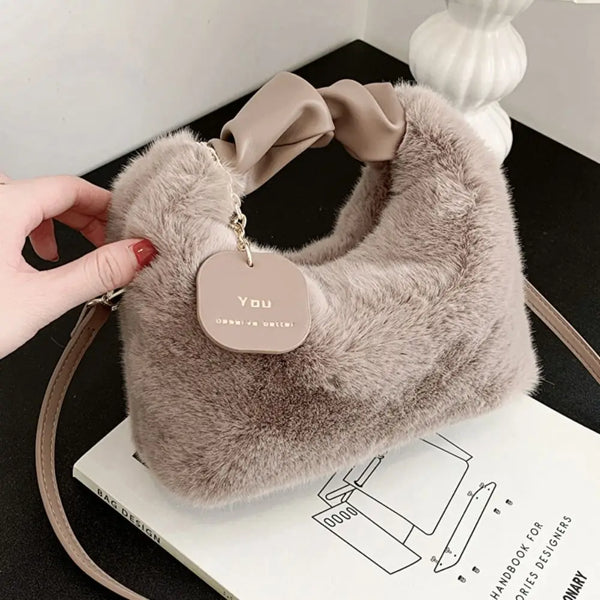 New Winter Plush Bag Long Fur Handbag Women's Crossbody Bag Fashion Trend Shoulder Bag Purses and Handbags