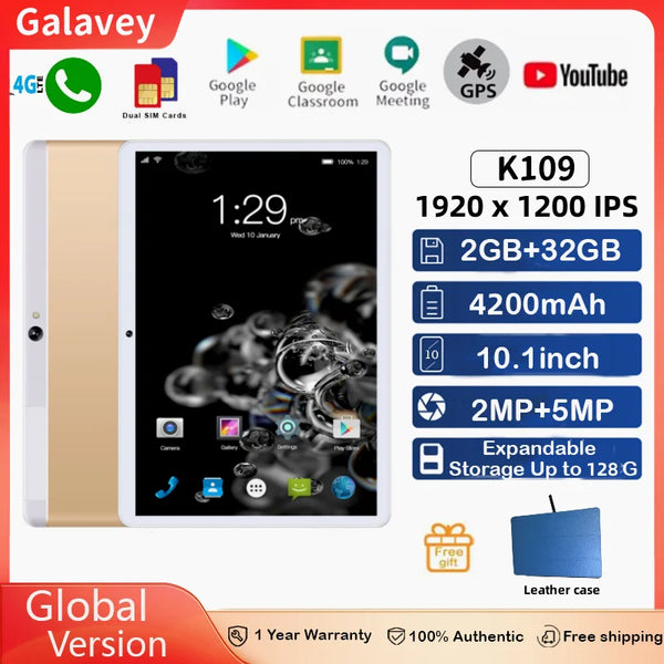 Android 7.0 K109 4G Lte Tablets 10'' HD IPS 2GB RAM 32GB Storge MTK6735  A7 Quad-Core 1920x1200 IPS Dual Cameras