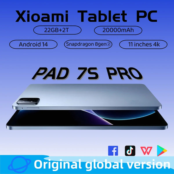 2025 New Original Global Edition Tablet PC Pad 7S Pro Snapdragon 8gen2 Android 14 HD 4K 22GB+2TB 5G Tablet Dual SIM WIFI tablet