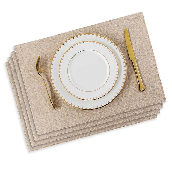 4/6PCS Linen Placemats for Dining Table Mat Disc Bowl Pads Coasters Kitchen Restaurant Coffee Table Home Party Decoration