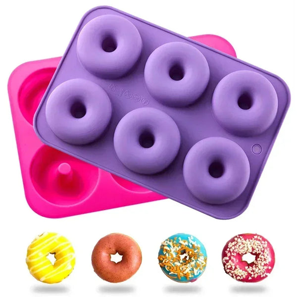 6-Cavity Silicone Donut Mold Baking Pan Donut Maker Mould Non-stick Silicone Molds Cake Donuts Bagels Pastry Baking Accessories