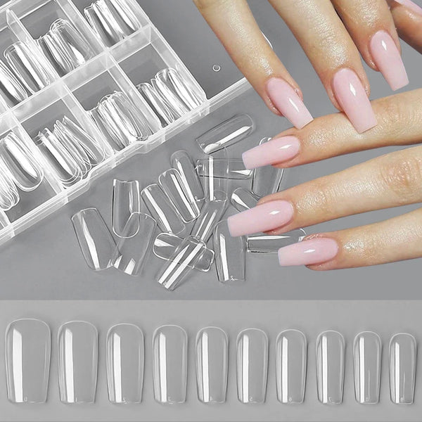 60/100Pcs Press on False Nails Capsule Gel Nails Extension System Nail Tips Coffin French Quick Building Mold Tool