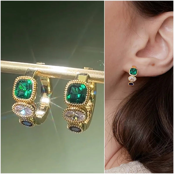 Earrings with Green/White/Blue  Zirconia Fashion Women