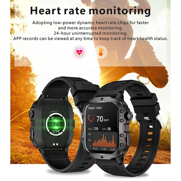 2024 Smart Watch Men IP68 5ATM Outdoor Sports Fitness Tracker Health Monitor 1.96" BT Call Smartwatch