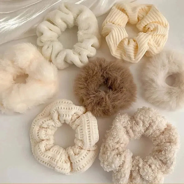 7 Pcs/Set Women Hair Scrunchies Set Plush Solid Hair Band for Girls Ponytail Holder Rubber Bands Hair Ties Hair Accessories