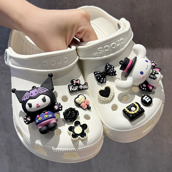 MINISO Cute Sanrio Kuromi Kawaii Shoes Accessories Cartoon Peripheral Cinnamoroll Melody Charm Buckle Charms Kids Gift