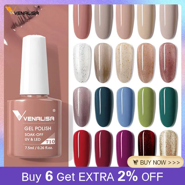 New Arrival Venalisa 7.5ml Gel Nail Polish Beautiful Color Nail Manicure Glitter Gel Nail Varnish Soak Off UV