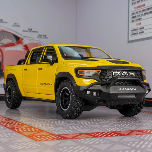 1:32 DODGE Mammoth 1000 TRX Alloy Pickup Car Model Diecast Metal Off-road Vehicle Model Sound and Light Simulation Kids Toy Gift