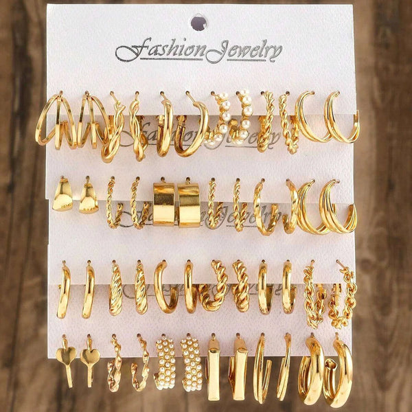 48Pcs/Set Of Fashion Earrings With Various Elements Such As Butterfly,