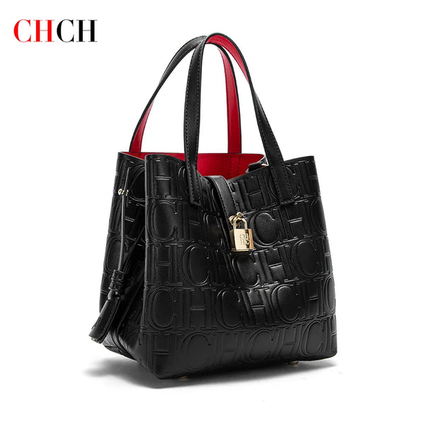 CHCH Women's Tote Bag New Steel Embossed Handheld Bun Mother Shopping Bag