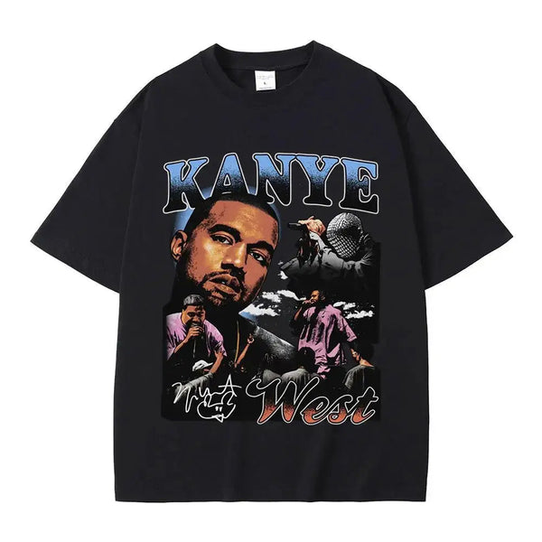 Rapper Kanye West Graphic T-shirt Men's Fashion Vintage Short sleeve summer New casual loose cotton T-shirt hip hop street wear