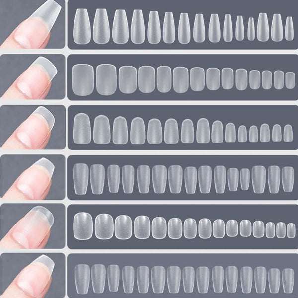 120pcs False Nails Transparent Press on Nails Coverage False Nails Tips Short T-shaped Water Drop Full Sticker For Nails