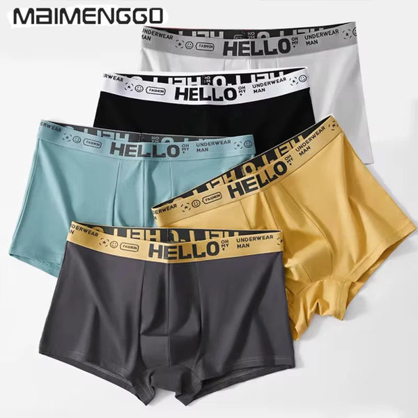 1/5pcs Men's Underwear, Breathable Comfy Quick Drying Stretchy Boxer Trunks, Sexy Underpants, Men's Trendy Boxer Panties