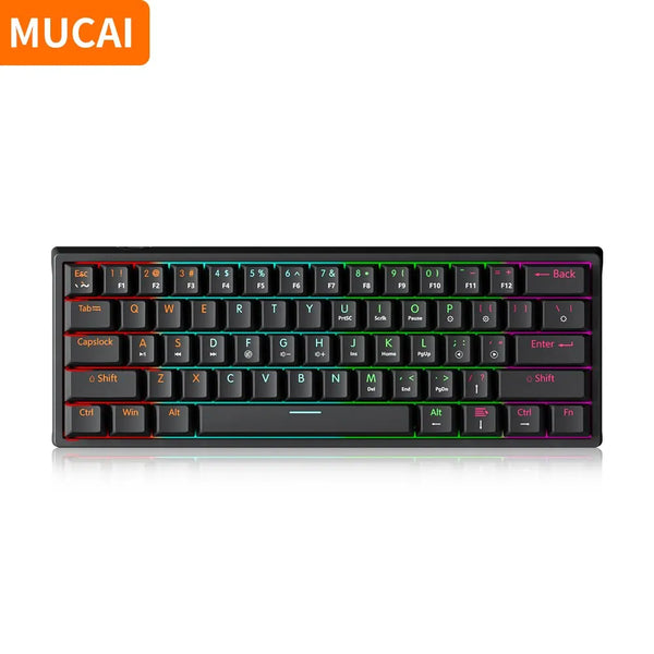 USB Gaming Mechanical Keyboard 61 Keys Red Switch Wired Detachable Cable RGB Backlit Hot Swappable